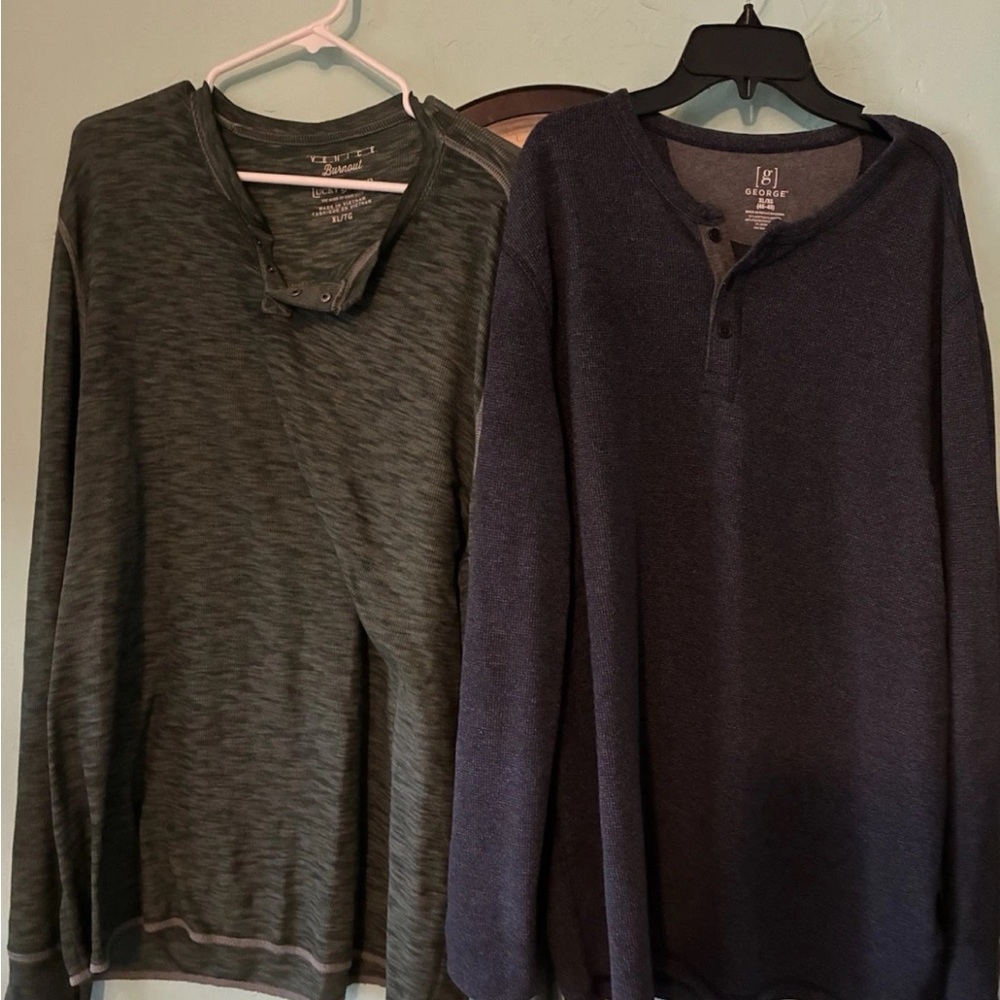 4 Men’s Long Sleeve Size XL XXL 3XL T Shirts Green-Gray